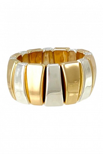 TWO-TONE PANELED METALLIC STRETCH BRACELET