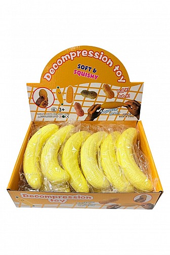 SCENTED BANANA DECOMPRESSION SQUISHY TOY - 12PC