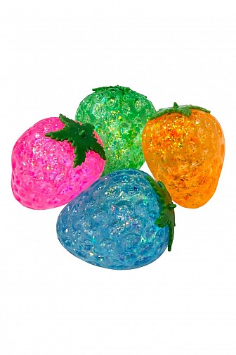 GLITTER STRAWBERRY SQUEEZING SENSORY TOY - 12PC