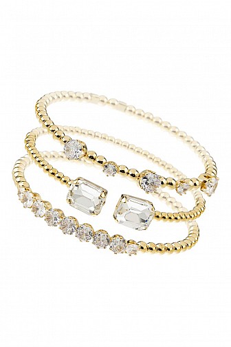 CUBIC ZIRCONIA RECTANGLE STACKABLE BRACELET SET