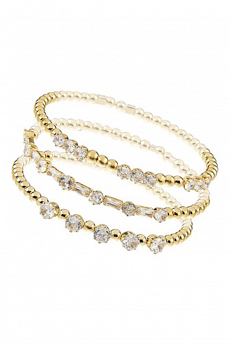 CUBIC ZIRCONIA DAINTY STACKABLE BRACELET SET