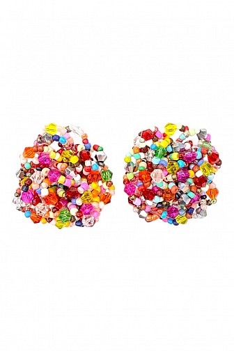 VIBRANT BEADED CLUSTER STATEMENT STUD EARRINGS