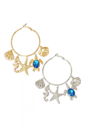 OCEAN CHARM HOOP EARRINGS