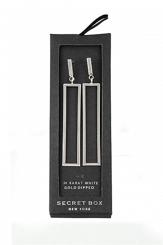 White Gold Dipped Rectangular Earring