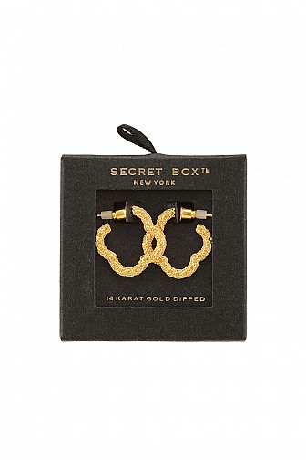 Gold Dipped Rope Clover Hoop Earrings