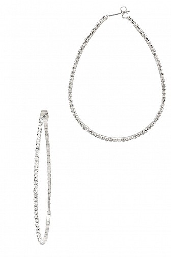 50MM RHINESTONE PEAR SHAPE HOOP EARRINGS