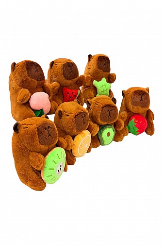 PLUSH CAPYBARA FRUIT KEYCHAIN BAG CHARM - 12PCS