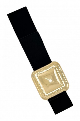 VINTAGE SQUARE BUCKLE WIDE ELASTIC WAIST BELT