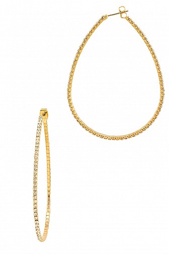 50MM RHINESTONE PEAR SHAPE HOOP EARRINGS