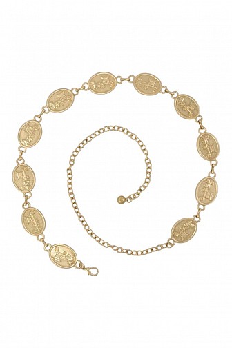VINTAGE HORSE CARRIAGE COIN MEDALLION CHAIN BELT