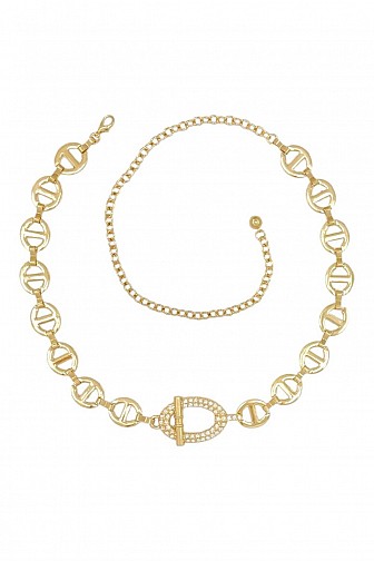 GLAM RHINESTONE OVAL TOGGLE ANCHOR LINK CHAIN BELT