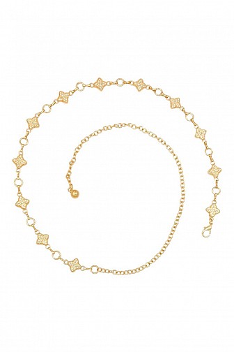 GLAM RHINESTONE FLORAL CLOVER LINK CHAIN BELT