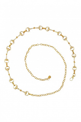 WESTERN RHINESTONE SNAFFLE HORSE BIT CHAIN BELT