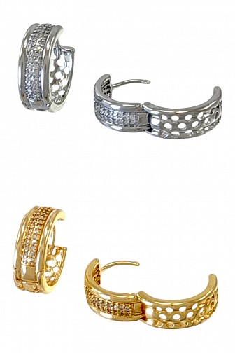 CLASSIC PAVÉ RHINESTONE HUGGIE HOOP EARRINGS
