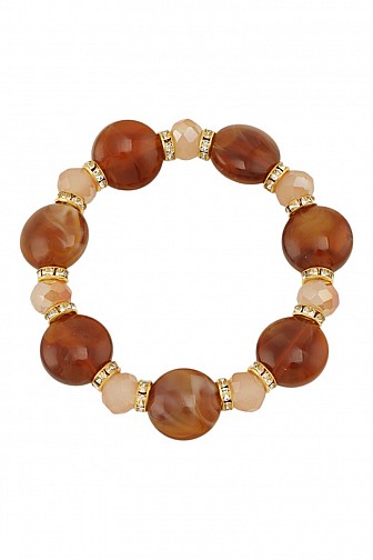 AMBER BEADED STRETCH BRACELET