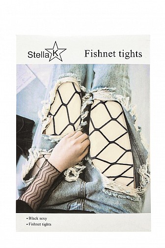 Stella K Women's Black Fishnet Tights