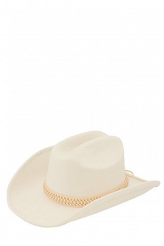 FEDORA HAT WITH BRAIDED BAND ACCENT