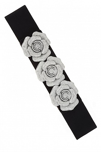 FLOWER BUCKLE ELASTIC STRAW BELT, 2.5
