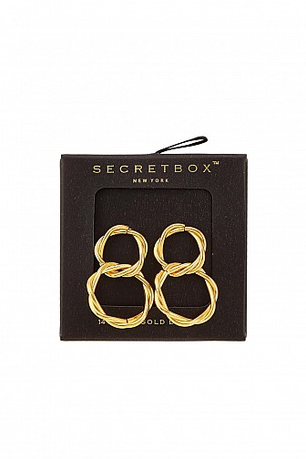 Gold Dipped Twisted Double Ring Earrings