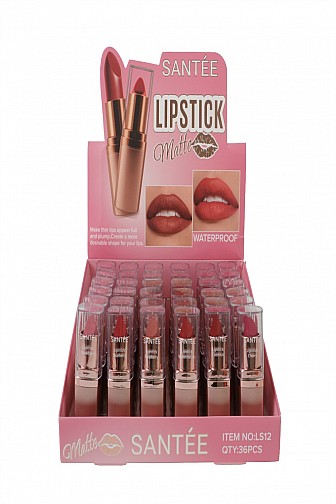 Santée Waterproof Matte Lipstick Bulk Display Box - 36pcs