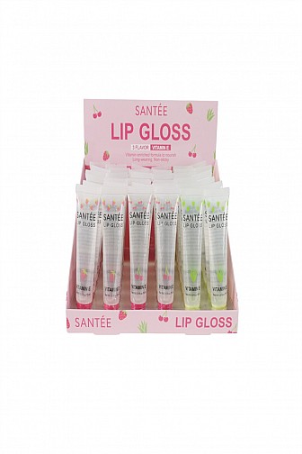 Santée Vitamin E Clear Lip Gloss Display Box (3 Flavors) - 24pcs