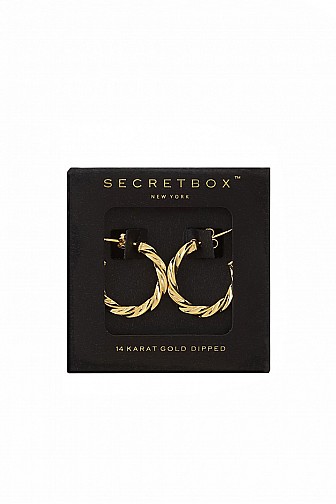 Gold Dipped Twisted Ribbon Open Hoop Earrings