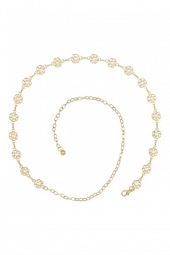 FAUX PEARL FLORAL STATION CHAIN BELT
