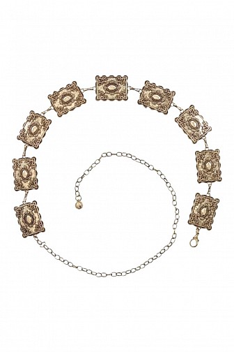 VINTAGE FILIGREE RECTANGLE PLAQUE CHAIN BELT