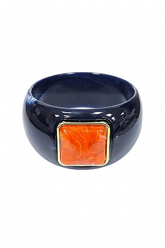 CHUNKY MARBLE ACRYLIC CUFF BRACELET WITH SQUARE STONE ACCENT