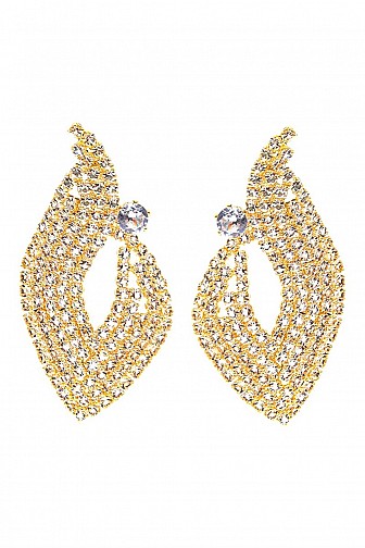 CUBIC ZIRCONIA PAVÉ LEAF DROP EARRINGS