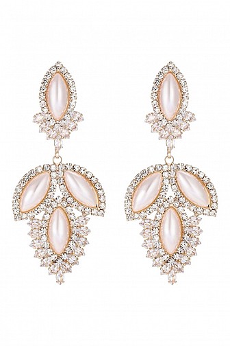 CZ MARQUISE FAUX PEARL STATEMENT EARRINGS