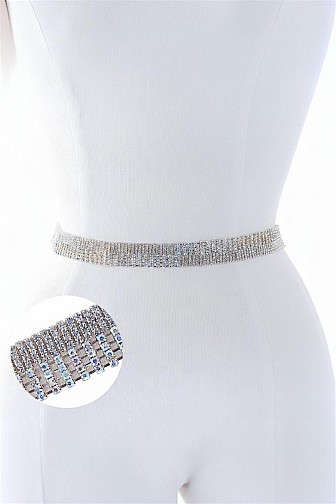GOLD RHINESTONE ASYMMETRICAL CHAIN BELT