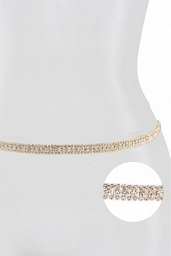 3-ROW CRYSTAL RHINESTONE CHAIN BELT