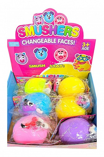 SMUSHERS CHANGEABLE FACES SQUISHY SENSORY TOY - 6PCS