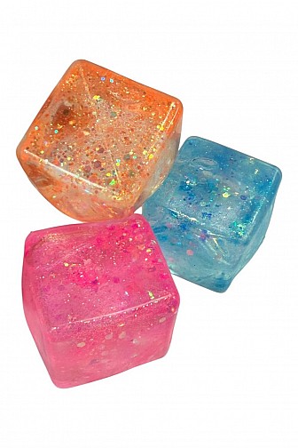 GLITTER CUBE SQUEEZE BALL SQUISHY FIDGET TOY - 12PCS