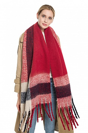 SOFT TEXTURE PLAID ACCENT SCARF 