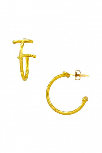 GOLD DIPPED T-BAR OPEN HOOP EARRINGS