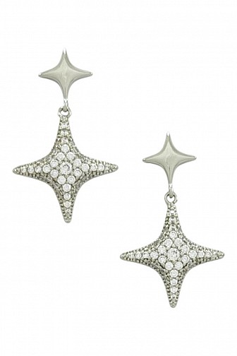 GOLD DIPPED CZ PAVÉ STARBURST DROP EARRINGS