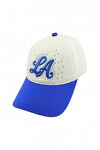 LA EMBROIDERED RHINESTONE TWO-TONE BASEBALL CAP