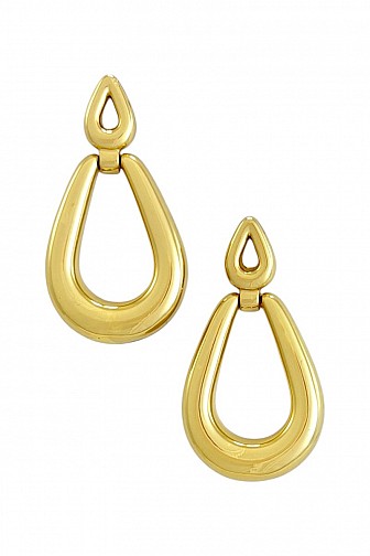 GOLD DIPPED OPEN TEARDROP DROP EARRINGS