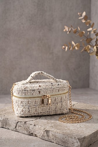 TWEED VANITY CHAIN BAG WITH TOP HANDLE