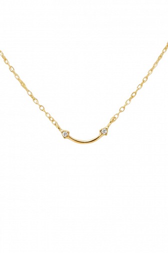 14K GOLD DIPPED MINI SMILE BAR CZ NECKLACE
