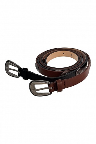 VINTAGE CONCHO WESTERN FAUX LEATHER BELT