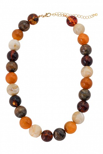 ACRYLIC BALL BEAD STRAND STATEMENT NECKLACE