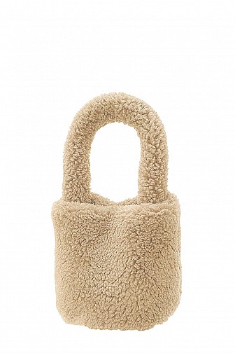 Faux Shearling Sherpa Mini Bucket Tote Bag