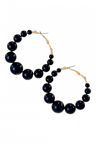 GRADUATED PEARL BEAD STATEMENT HOOP EARRINGS