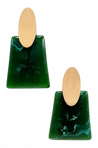 MARBLED RESIN TRAPEZOID DROP EARRINGS