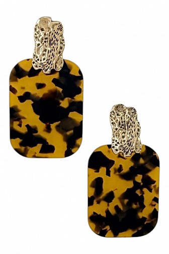 PATTERNED ACRYLIC RECTANGULAR STATEMENT DROP EARRINGS