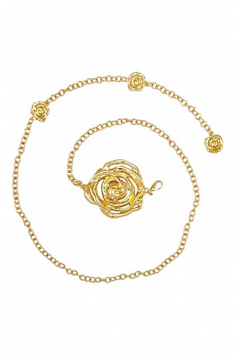 CUTOUT ROSE FLOWER CHAIN WAIST BELT