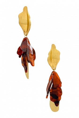 TIERED PETAL CLUSTER DANGLE DROP EARRINGS
